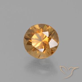 Zircon doré naturelle coupe roude, 1,53 ct, VVS