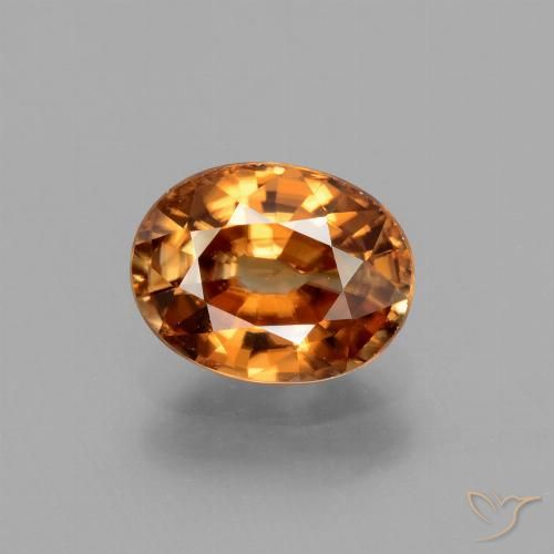 2.14ct Naturel Orange moyen-foncé Zircon, ovale, VVS-VS