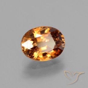 Zircon Orange moyen-foncé naturelle ovale, 2.14 ct, VVS-VS
