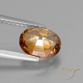 Zircon Orange moyen-foncé naturelle ovale, 2.14 ct, VVS-VS