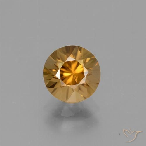 Zircon doré naturelle coupe roude, 2,10 ct, VVS