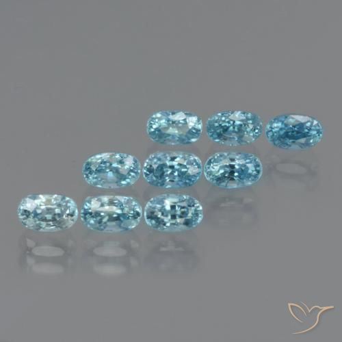 4.97ctw Naturel Bleu moyen Zircon, ovale, VS