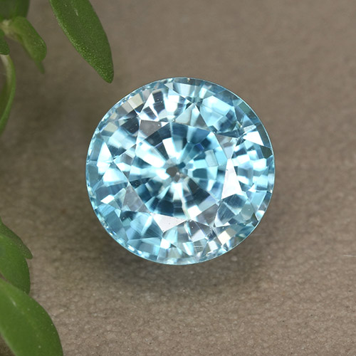 Zircon bleue naturelle coupe roude, 3,94 ct, VS