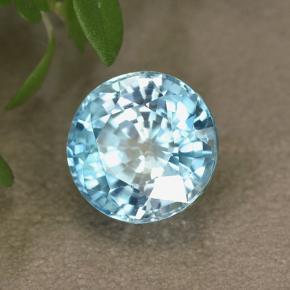 Zircon bleue naturelle coupe roude, 3,94 ct, VS