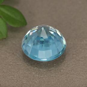 Zircon bleue naturelle coupe roude, 3,94 ct, VS