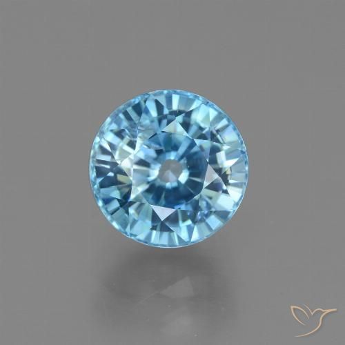 Zircon bleue naturelle coupe roude, 4,02 ct, VS