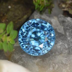 Zircon bleue naturelle coupe roude, 5,01 ct, VVS