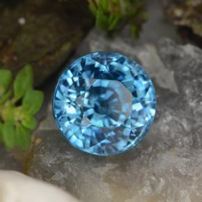 Zircon bleue naturelle coupe roude, 5,01 ct, VVS