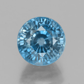 Zircon bleue naturelle coupe roude, 4,43 ct, VVS