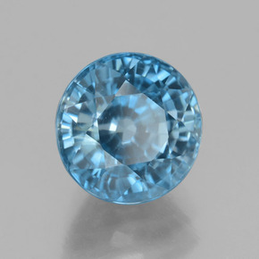 Zircon bleue naturelle coupe roude, 4,43 ct, VVS