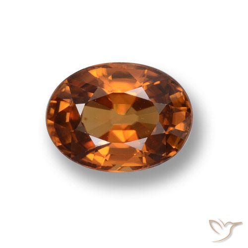 Zircon Orange brunâtre foncé naturelle ovale, 2.05 ct, VVS-VS