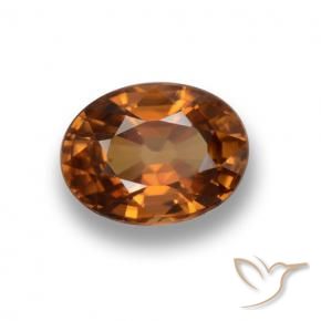Zircon Orange brunâtre foncé naturelle ovale, 2.05 ct, VVS-VS
