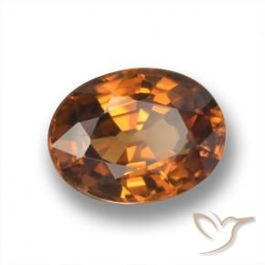 Zircon Brun moyen-foncé naturelle ovale, 2.10 ct, VVS