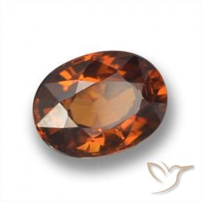 Zircon Brun orangé naturelle ovale, 2.04 ct, VVS