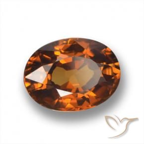 Zircon Ambre orange naturelle ovale, 2.10 ct, VVS