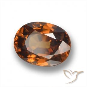 Zircon Orange moyen-foncé naturelle ovale, 2.02 ct, VVS