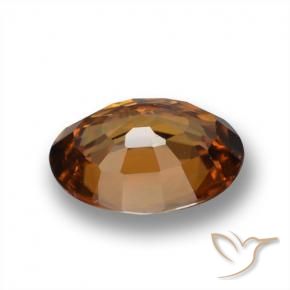 Zircon Orange terre naturelle ovale, 1.66 ct, VVS-VS