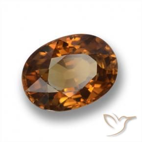 Zircon Orange moyen-foncé naturelle ovale, 1.99 ct, VVS-VS