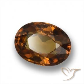 Zircon Orange terre naturelle ovale, 1.87 ct, VVS-VS