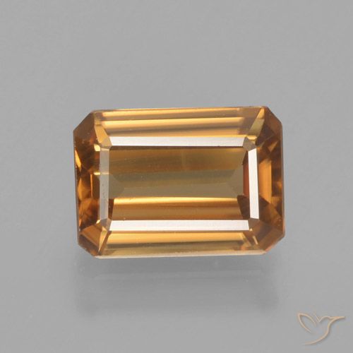1.35ct Naturel Orange foncé Zircon, Taille émeraude, VVS