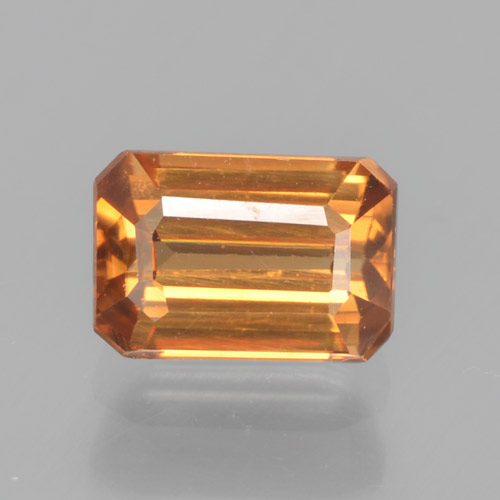 Zircon orange naturelle taille émeraude, 1,05 ct, VVS
