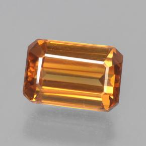 Zircon orange naturelle taille émeraude, 1,66 ct, VVS