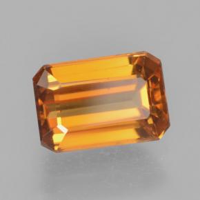 Zircon orange naturelle taille émeraude, 1,66 ct, VVS