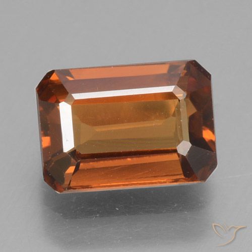 1.53ct Naturel Orange foncé Zircon, Taille émeraude, VVS