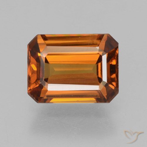 1.61ct Naturel Orange moyen Zircon, Taille émeraude, VVS