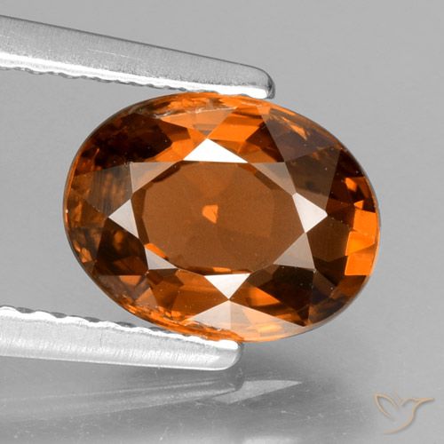 Zircon Orange foncé naturelle ovale, 1.85 ct, VVS
