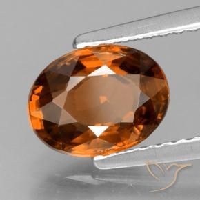 Zircon Orange foncé naturelle ovale, 1.85 ct, VVS