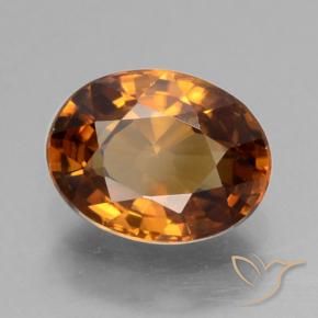 Zircon Orange foncé naturelle ovale, 1.85 ct, VVS
