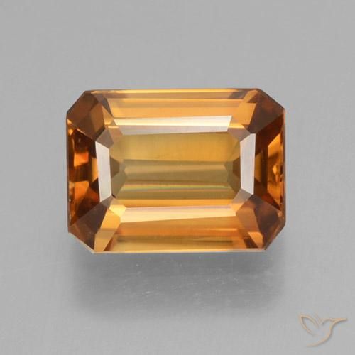 Zircon Orange terre naturelle Octogone / coupe Émeraude, 1.45 ct, VVS