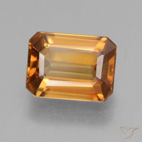 Zircon Orange terre naturelle Octogone / coupe Émeraude, 1.45 ct, VVS