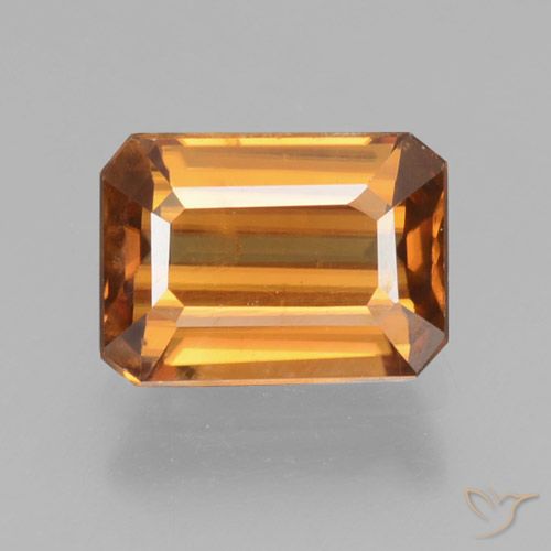 1.67ct Naturel Orange foncé Zircon, Taille émeraude, VVS