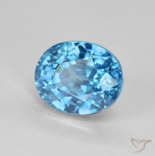 Zircon Bleu azur naturelle ovale, 3.88 ct, VS