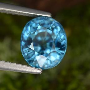 Zircon bleue naturelle coupe ovale, 3,49 ct, VS