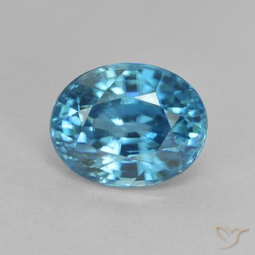 3.40ct Naturel Bleu Yale Zircon, ovale, VVS