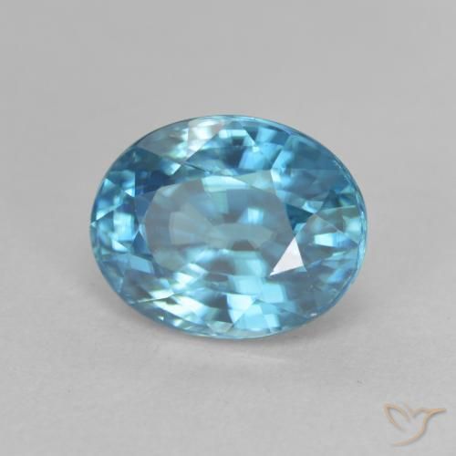 Zircon Bleu Yale naturelle ovale, 3.40 ct, VVS