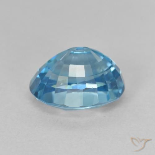 Zircon Bleu Yale naturelle ovale, 3.40 ct, VVS
