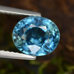 Zircon Bleu naturelle Coupe ovale, 3.43 ct, VVS