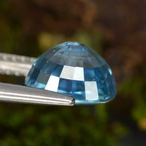 Zircon Bleu naturelle Coupe ovale, 3.43 ct, VVS