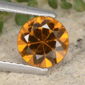 Zircon orange naturelle coupe roude, 1,45 ct, VVS-VS