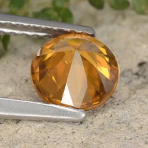 Zircon orange naturelle coupe roude, 1,45 ct, VVS-VS