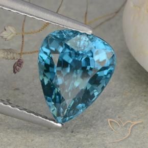 Zircon Bleu prussien léger naturelle En forme de poire, 4.54 ct, VVS