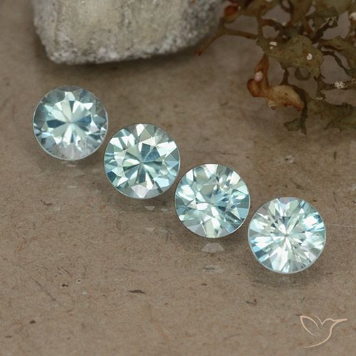 2.02ctw Naturel Bleu pâle Zircon, Tour, VVS-VS