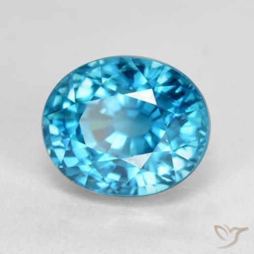 Zircon Bleu électrique naturelle ovale, 5.74 ct, VVS