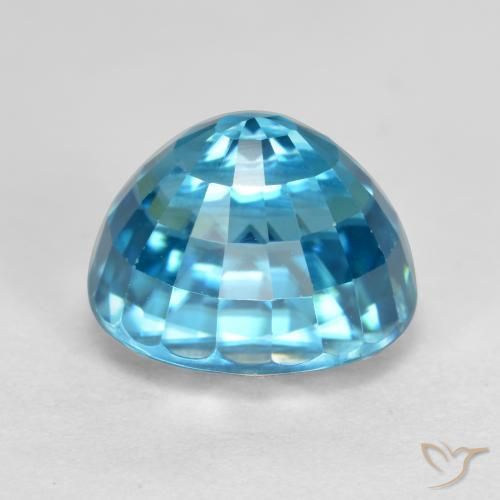 Zircon Bleu électrique naturelle ovale, 5.74 ct, VVS