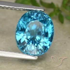 Zircon Bleu naturelle ovale, 5.23 ct, VVS