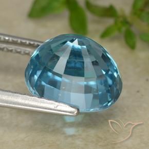 Zircon Bleu naturelle ovale, 5.23 ct, VVS
